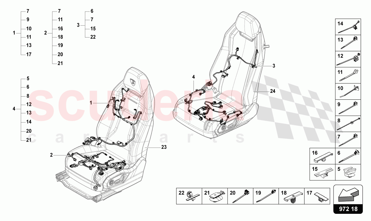 WIRING HARNESS FOR ELECTRICALLY ADJUSTABLE SEAT of Lamborghini Lamborghini Urus Performante