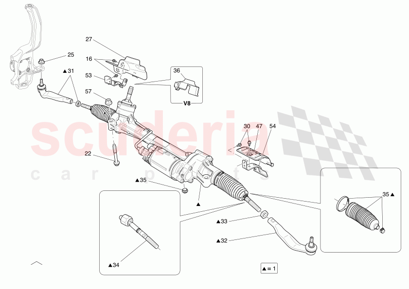 COMPLETE STEERING RACK UNIT of Maserati Maserati Levante Modena Automatic 3.0 BT V6 4WD 350HP