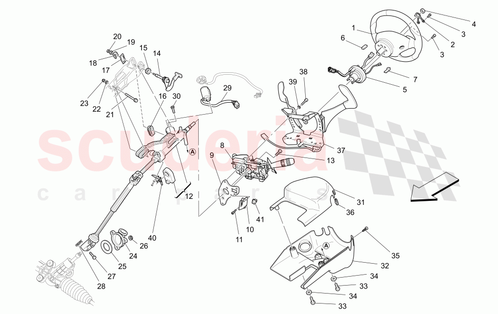 STEERING COLUMN AND STEERING WHEEL UNIT (Available with: "Spyder 90th Anniversary" Version) of Maserati Maserati 4200 Spyder (2005-2007) CC
