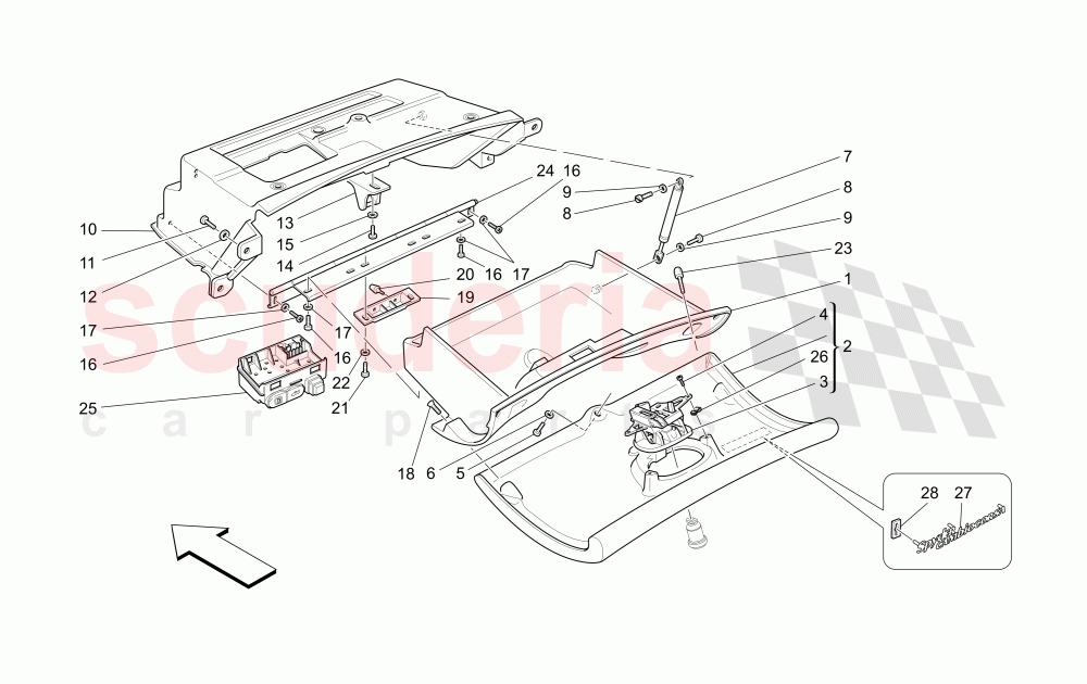GLOVE COMPARTMENTS (Available with: "Spyder 90th Anniversary" Version) of Maserati Maserati 4200 Spyder (2005-2007) CC