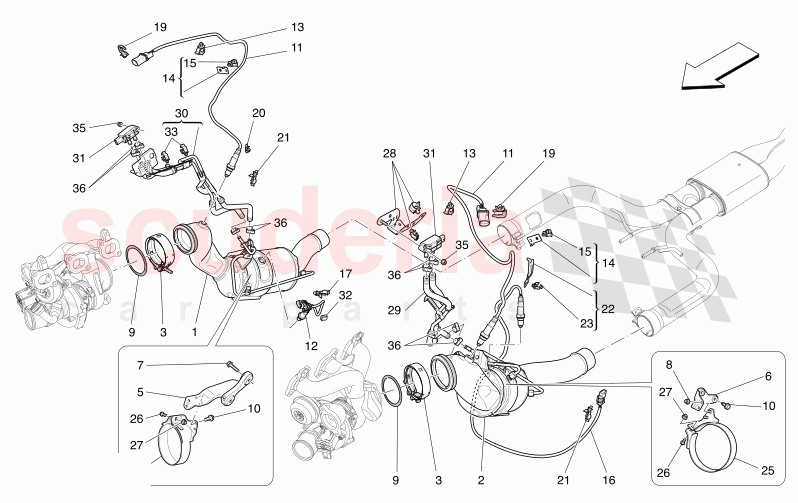 PRE-CATALYTIC CONVERTERS AND CATALYTIC CONVERTERS of Maserati Maserati Levante Modena S Automatic 3.0 BT V6 4WD 430HP