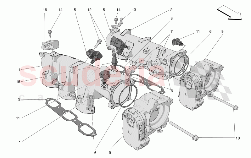 INTAKE MANIFOLD AND THROTTLE BODY of Maserati Maserati Grecale Trofeo Automatic 3.0 BT V6 530HP