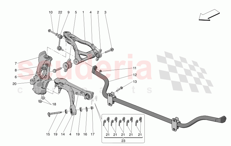 FRONT SUSPENSION of Maserati Maserati MC20 Automatic 3.0 BT V6 2WD 630HP