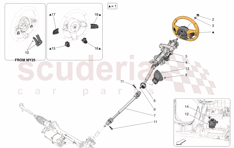 STEERING COLUMN AND STEERING WHEEL UNIT of Maserati Maserati GranCabrio M189    AUTOMATIC 4WD 3.0 BT V6 490 HP
