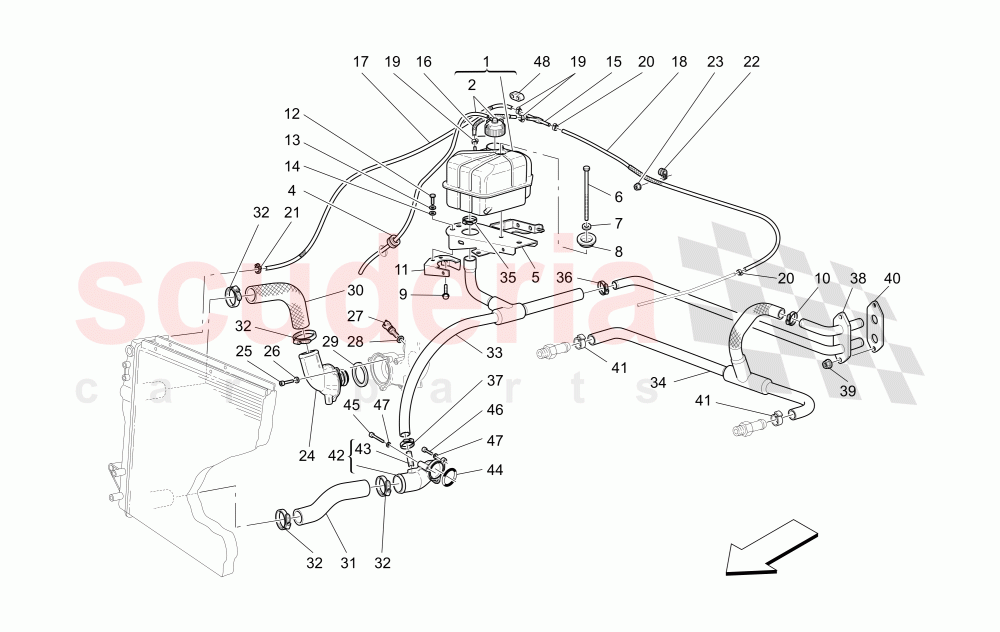 COOLING SYSTEM: NOURICE AND LINES (Available with: "GranSport MC Victory" Version) of Maserati Maserati GranSport Coupe (2005-2007)