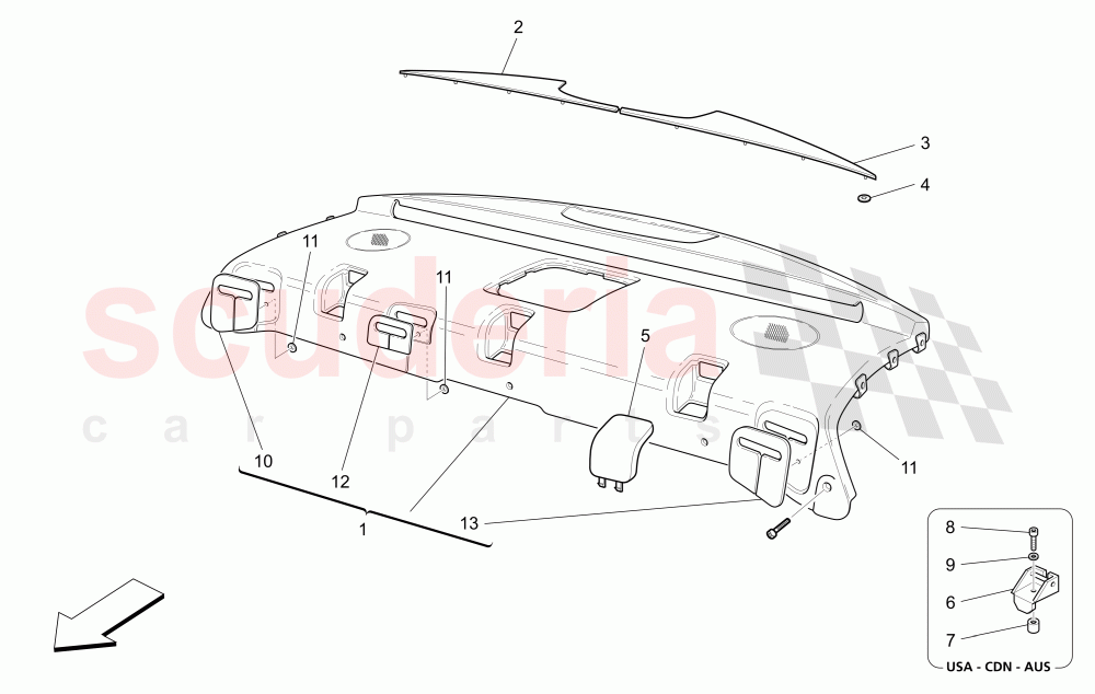 REAR PARCEL SHELF of Maserati Maserati Quattroporte (2003-2007) DuoSelect