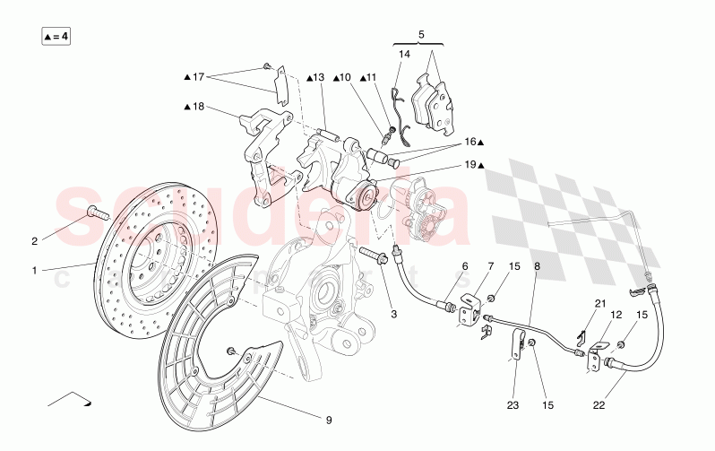 BRAKING DEVICES ON REAR WHEELS of Maserati Maserati Levante Modena S Automatic 3.0 BT V6 4WD 430HP