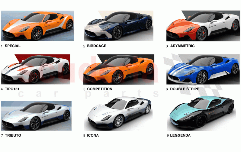 LIVERIES of Maserati Maserati MC20 Automatic 3.0 BT V6 2WD 630HP