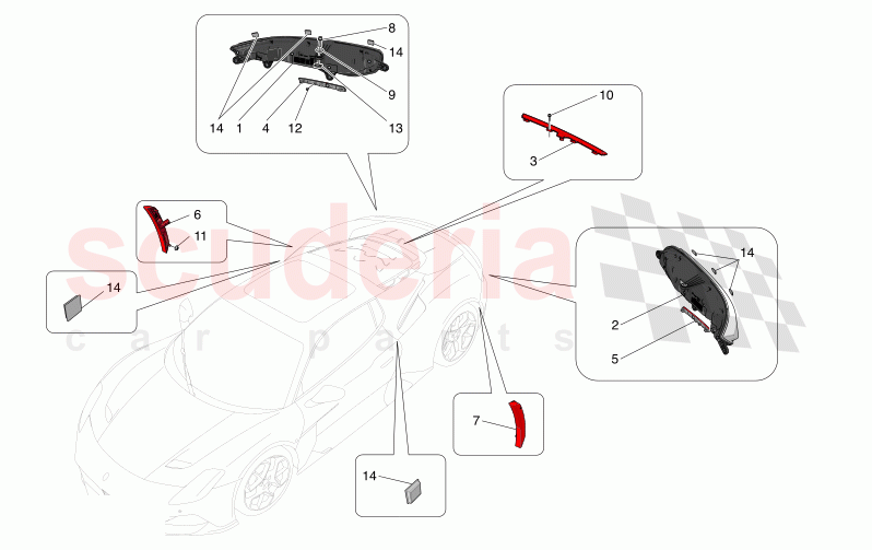 TAILLIGHT CLUSTERS of Maserati Maserati MC20 Leggenda Automatic 3.0 BT V6 2WD 630HP
