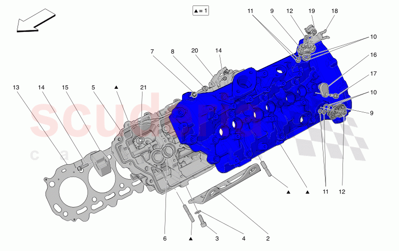 LH CYLINDER HEAD of Maserati Maserati MC20 GT2 Stradale  Automatic 3.0 BT V6 2WD 630HP - 640HP