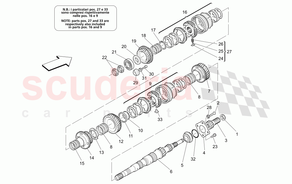 MAIN SHAFT GEARS of Maserati Maserati GranSport Spyder (2005-2007)