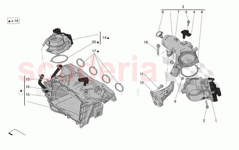 INTAKE MANIFOLD AND THROTTLE BODY of Maserati Maserati Grecale Modena Automatic 2.0 T4 4WD 330HP MHEV