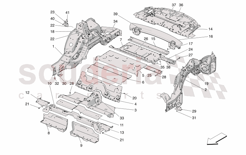 REAR STRUCTURAL FRAMES AND SHEET PANELS of Maserati Maserati GranTurismo M189 FOLGORE  AUTOMATIC 4WD BEV 560 kW