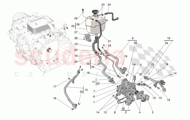 COOLING SYSTEM: NOURICE AND LINES of Maserati Maserati MC20 GT2 Stradale  Automatic 3.0 BT V6 2WD 630HP - 640HP