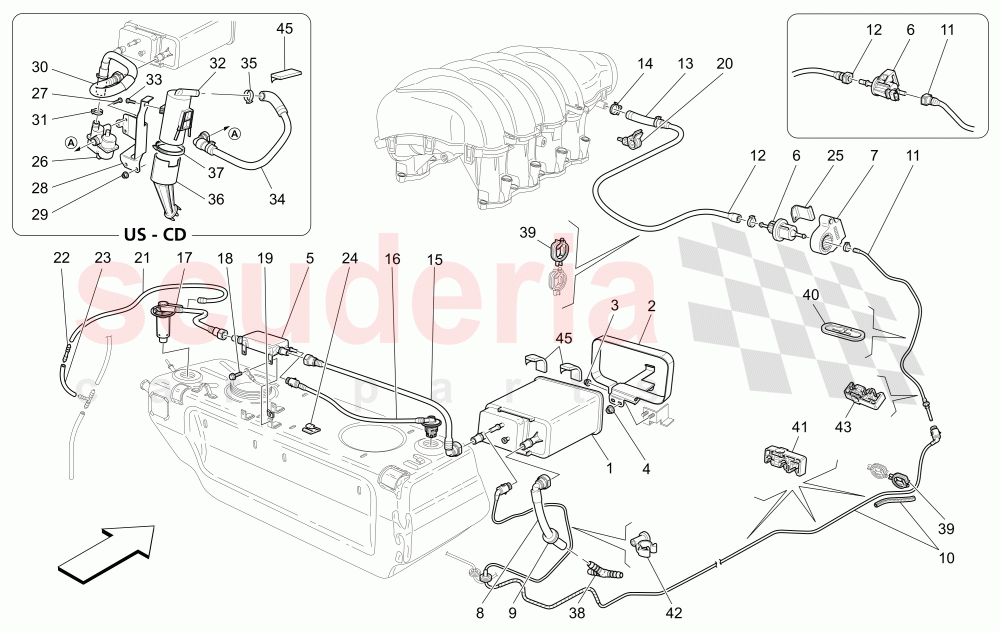 FUEL VAPOUR RECIRCULATION SYSTEM of Maserati Maserati GranTurismo (2011-2013) Auto