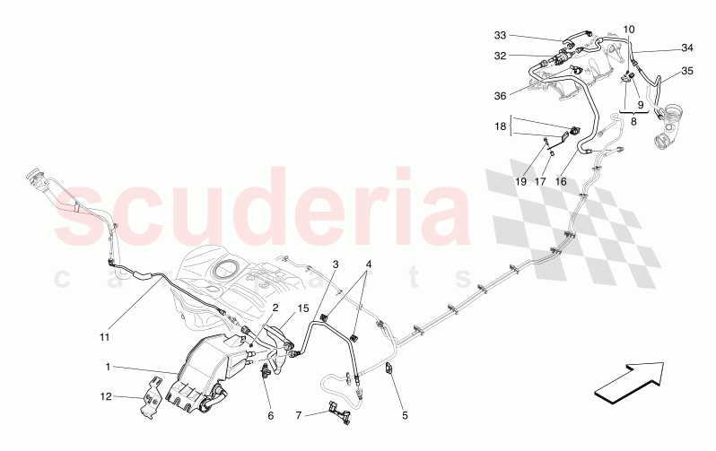 FUEL VAPOUR RECIRCULATION SYSTEM of Maserati Maserati Levante Modena Automatic 3.0 BT V6 4WD 350HP