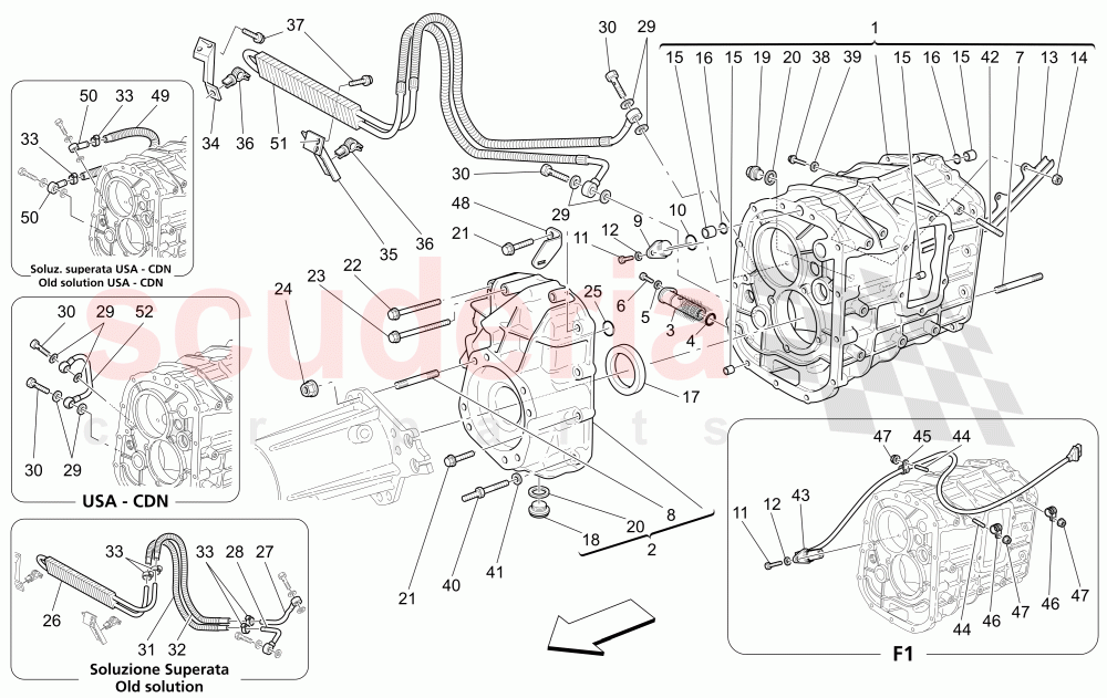 GEARBOX HOUSINGS (Includes gearbox oil radiator) of Maserati Maserati 4200 Spyder (2005-2007) CC