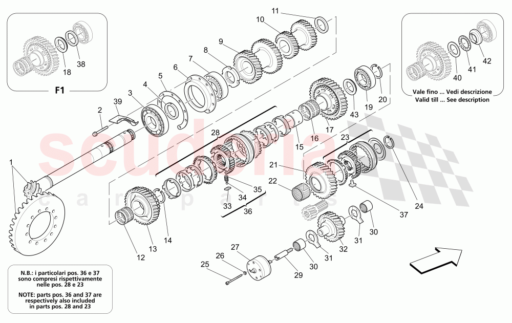 LAY SHAFT GEARS of Maserati Maserati 4200 Coupe (2002-2004) GT