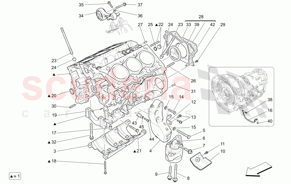 CRANKCASE of Maserati Maserati Quattroporte (2017+) S V6 410bhp
