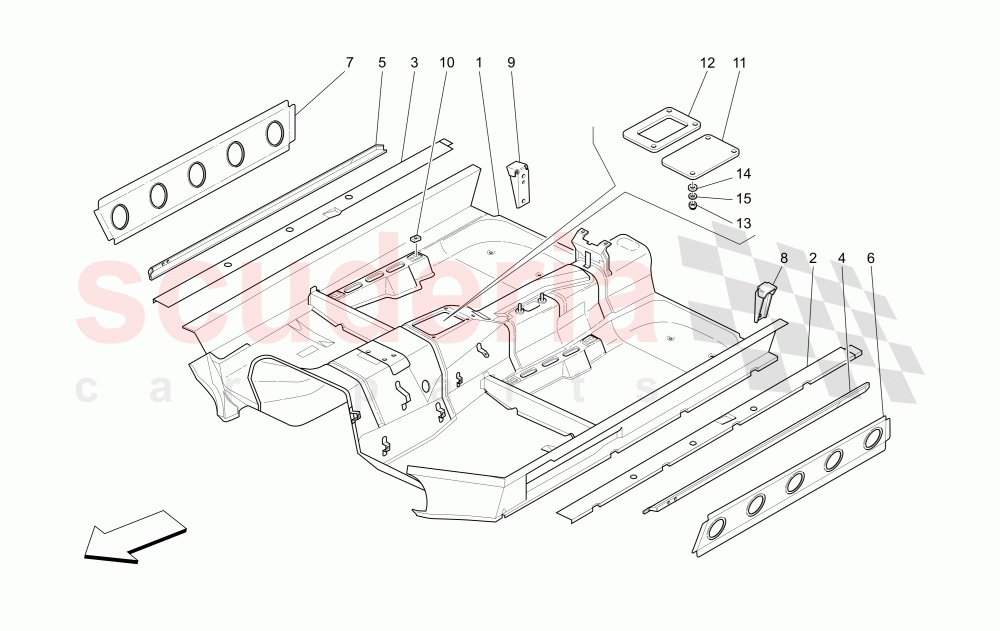 CENTRAL STRUCTURAL FRAMES AND SHEET PANELS of Maserati Maserati 4200 Coupe (2005-2007) CC