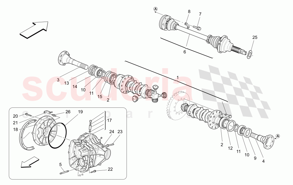 DIFFERENTIAL AND REAR AXLE SHAFTS of Maserati Maserati GranTurismo (2011-2012) S