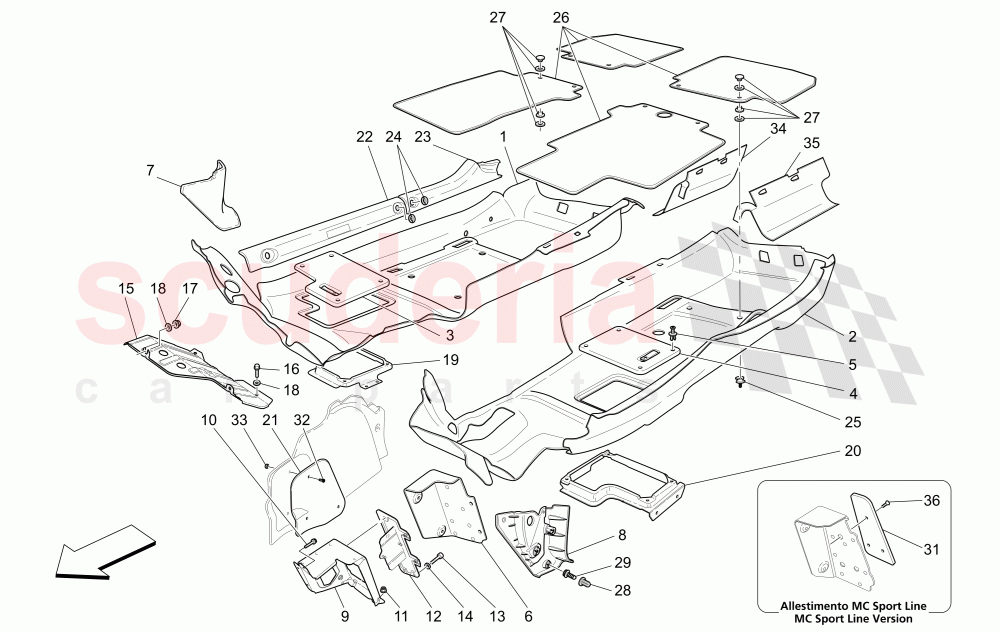 PASSENGER COMPARTMENT MATS (Not available with: CENTENNIAL INTERNALS, Special Edition) of Maserati Maserati GranTurismo (2014+) Auto