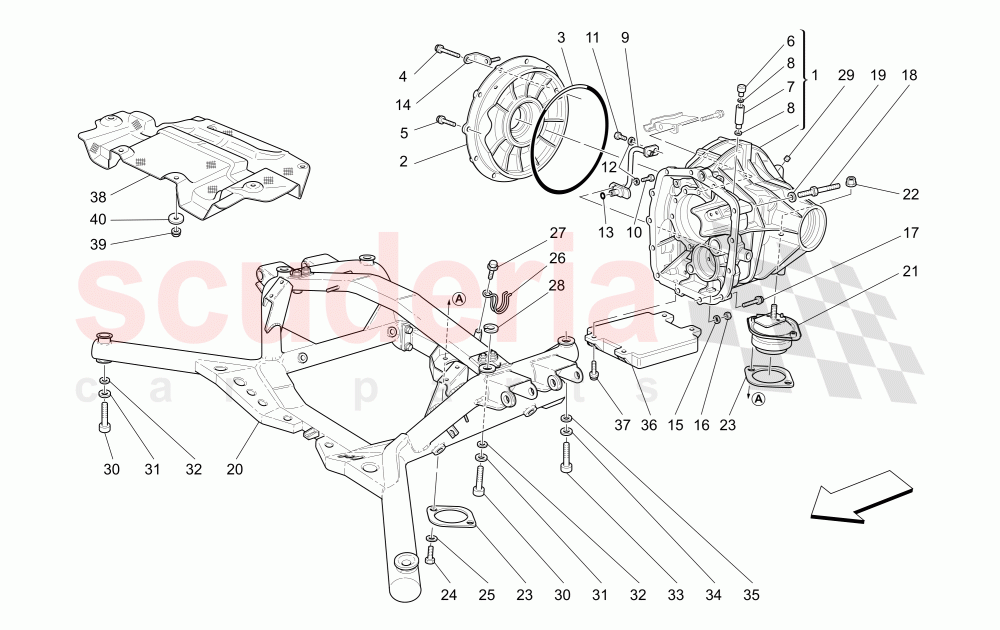 DIFFERENTIAL BOX AND REAR UNDERBODY of Maserati Maserati 4200 Coupe (2002-2004) CC