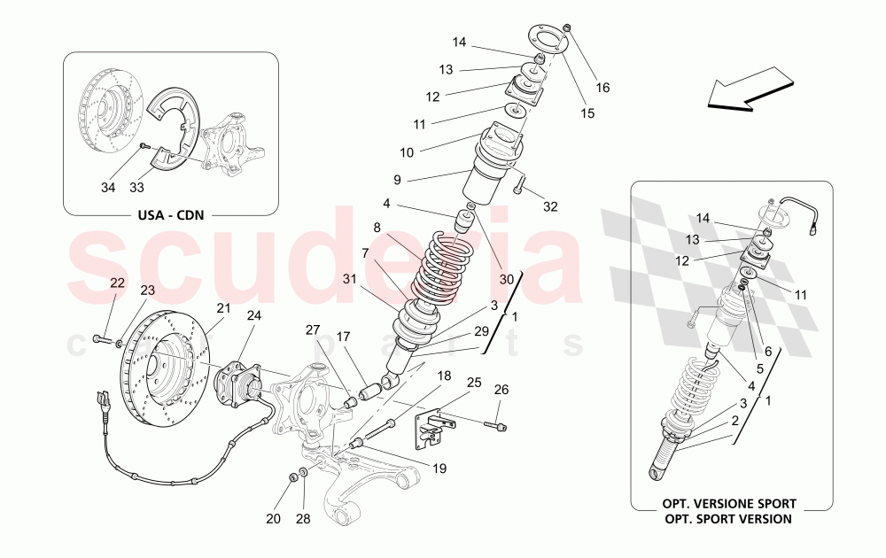 FRONT SHOCK ABSORBER DEVICES (Includes brake discs) of Maserati Maserati 4200 Coupe (2002-2004) GT