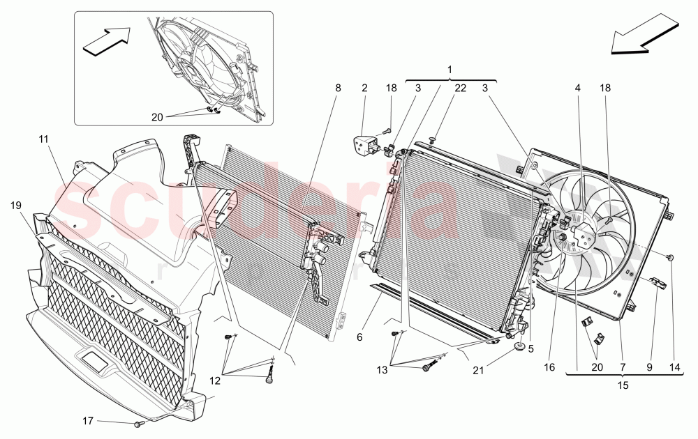 COOLING: AIR RADIATORS AND DUCTS of Maserati Maserati Quattroporte (2013-2016) S Q4