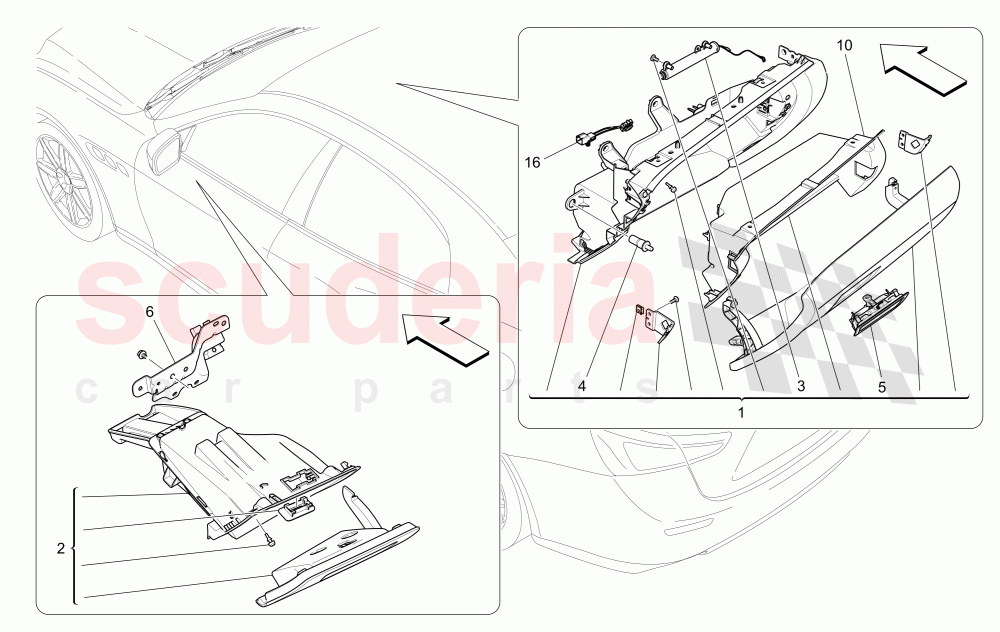 GLOVE COMPARTMENTS (Not available with: GLOVE BOX DOOR WITH ELECTRONIC LOCK) of Maserati Maserati Ghibli (2014-2016) Diesel