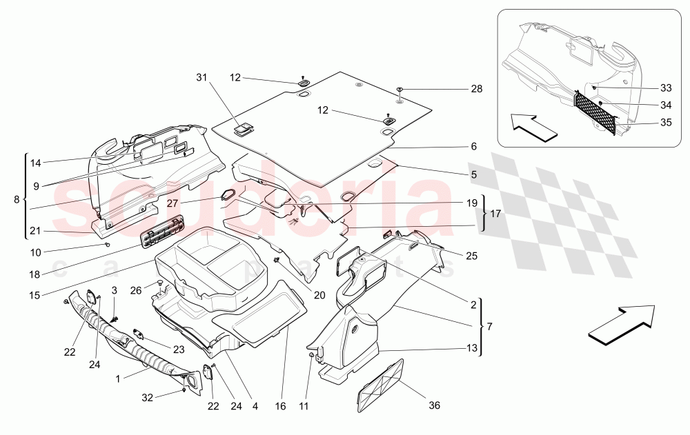 LUGGAGE COMPARTMENT MATS of Maserati Maserati Ghibli (2014-2016) Diesel