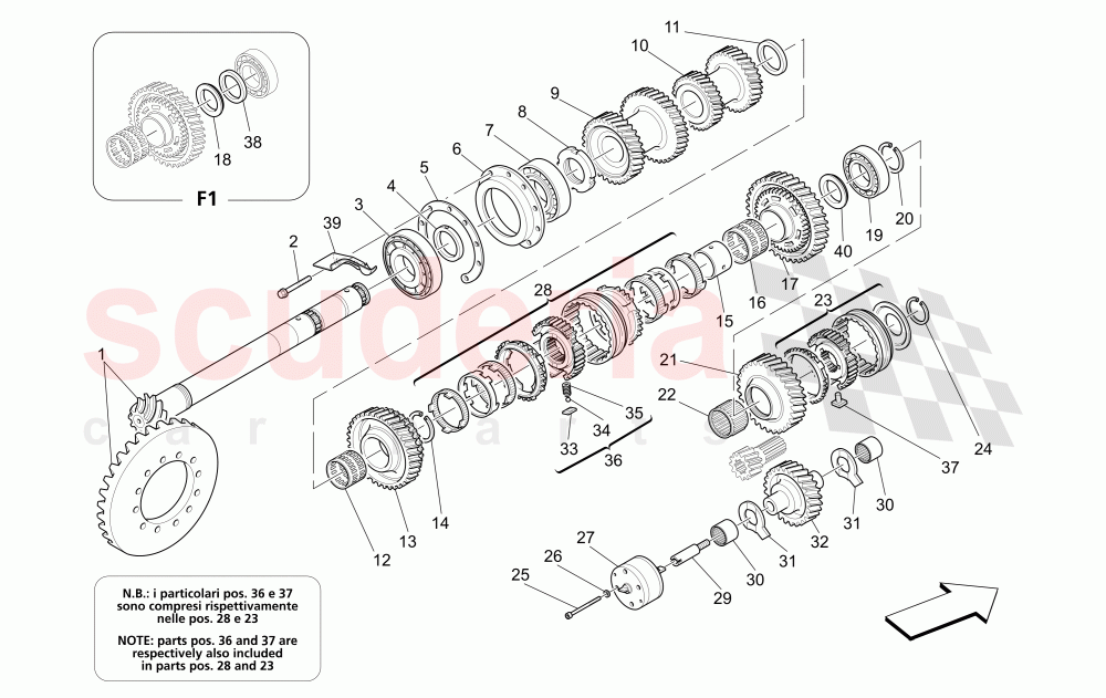 LAY SHAFT GEARS of Maserati Maserati 4200 Spyder (2005-2007) CC
