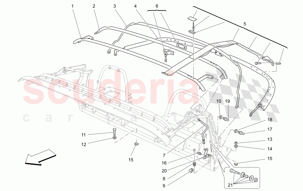 ELECTRICAL CAPOTE: STRUCTURE of Maserati Maserati 4200 Spyder (2005-2007) CC