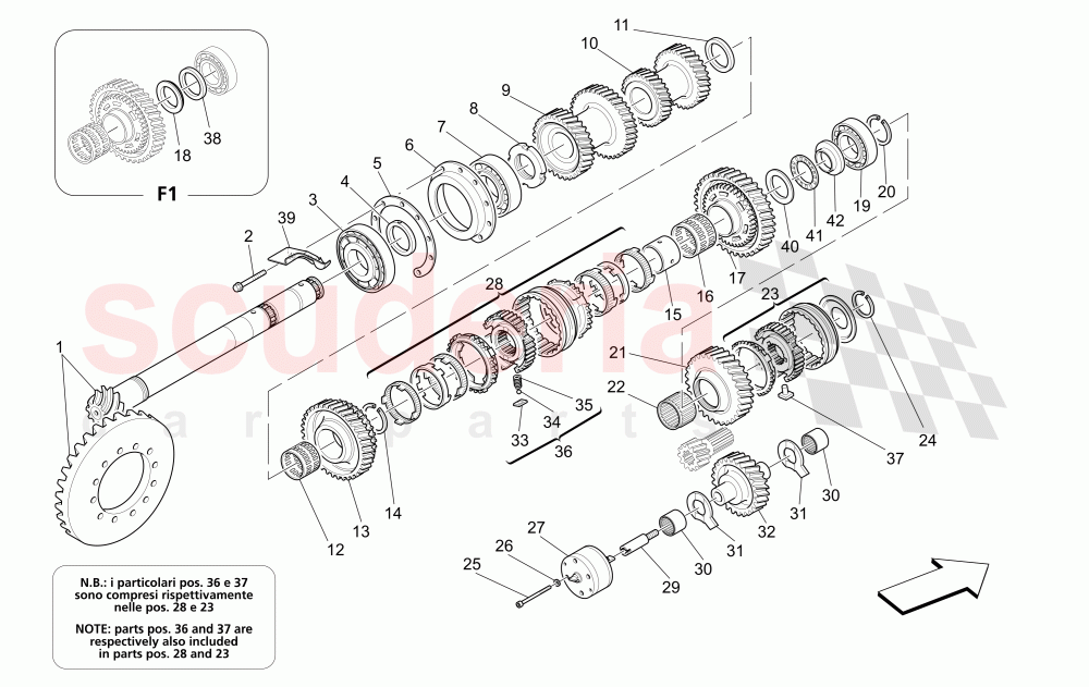 LAY SHAFT GEARS of Maserati Maserati 4200 Spyder (2005-2007) GT