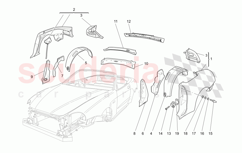 BODYWORK AND REAR OUTER TRIM PANELS of Maserati Maserati 4200 Spyder (2005-2007) CC