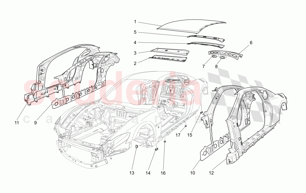 BODYWORK AND CENTRAL OUTER TRIM PANELS of Maserati Maserati GranTurismo (2012-2016) Sport Auto