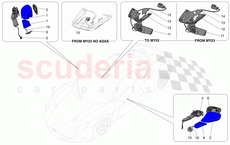 INTERNAL AND EXTERNAL REAR-VIEW MIRRORS of Maserati Maserati MC20 Notte Automatic 3.0 BT V6 2WD 630HP