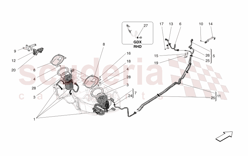 FUEL PUMPS AND CONNECTION LINES of Maserati Maserati GranTurismo M189 TROFEO  AUTOMATIC 4WD 3.0 BT V6 550 HP