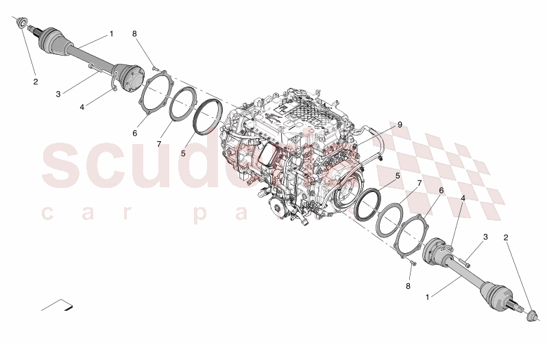 REAR ELECTRIC AXLE - AXLE SHAFTS of Maserati Maserati GranTurismo M189 FOLGORE  AUTOMATIC 4WD BEV 560 kW