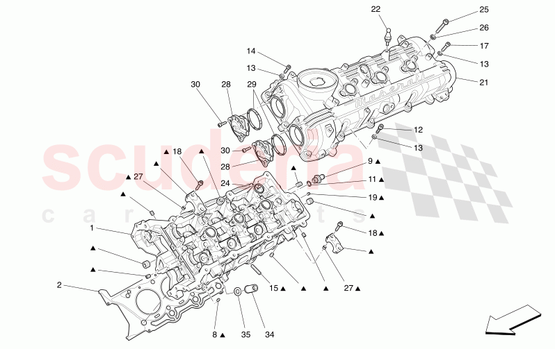 LH CYLINDER HEAD of Maserati Maserati Levante Modena S Automatic 3.0 BT V6 4WD 430HP