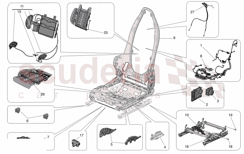 FRONT SEATS: MECHANICS AND ELECTRONICS of Maserati Maserati GranTurismo M189    AUTOMATIC 4WD 3.0 BT V6 490 HP