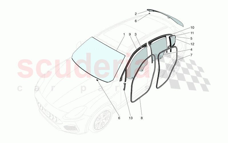 WINDOWS AND WINDOW STRIPS of Maserati Maserati Grecale Modena Automatic 2.0 T4 4WD 250HP MHEV