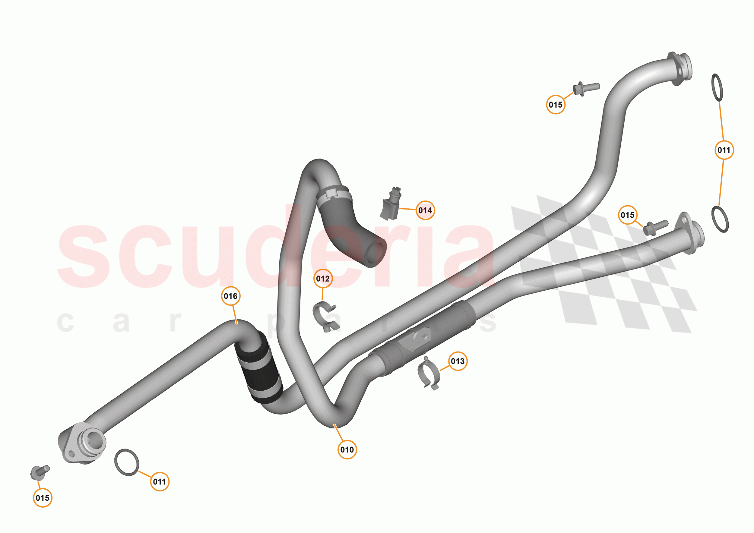 39 - TRANSMISSION COOLING SYSTEMS - 39.1 - TRANS OIL COOLER FEED + RTRN PIPES of McLaren McLaren 570GT