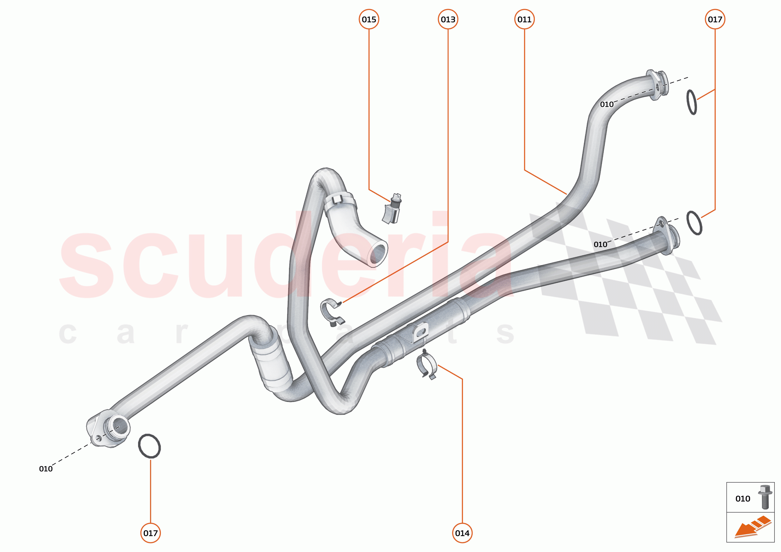 40 - TRANSMISSION COOLING SYSTEMS - 40.1 - TRANS OIL COOLER FEED + RTRN PIPES of McLaren McLaren 600LT Spider