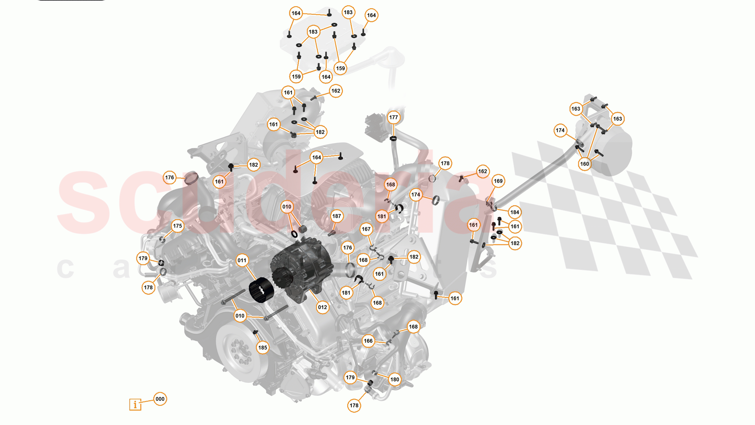 16 - F1 - POWER UNIT - 16.1 - 01 - POWER UNIT - ALTERNATOR + CLIPS (VARIOUS) of McLaren McLaren 12C Coupe