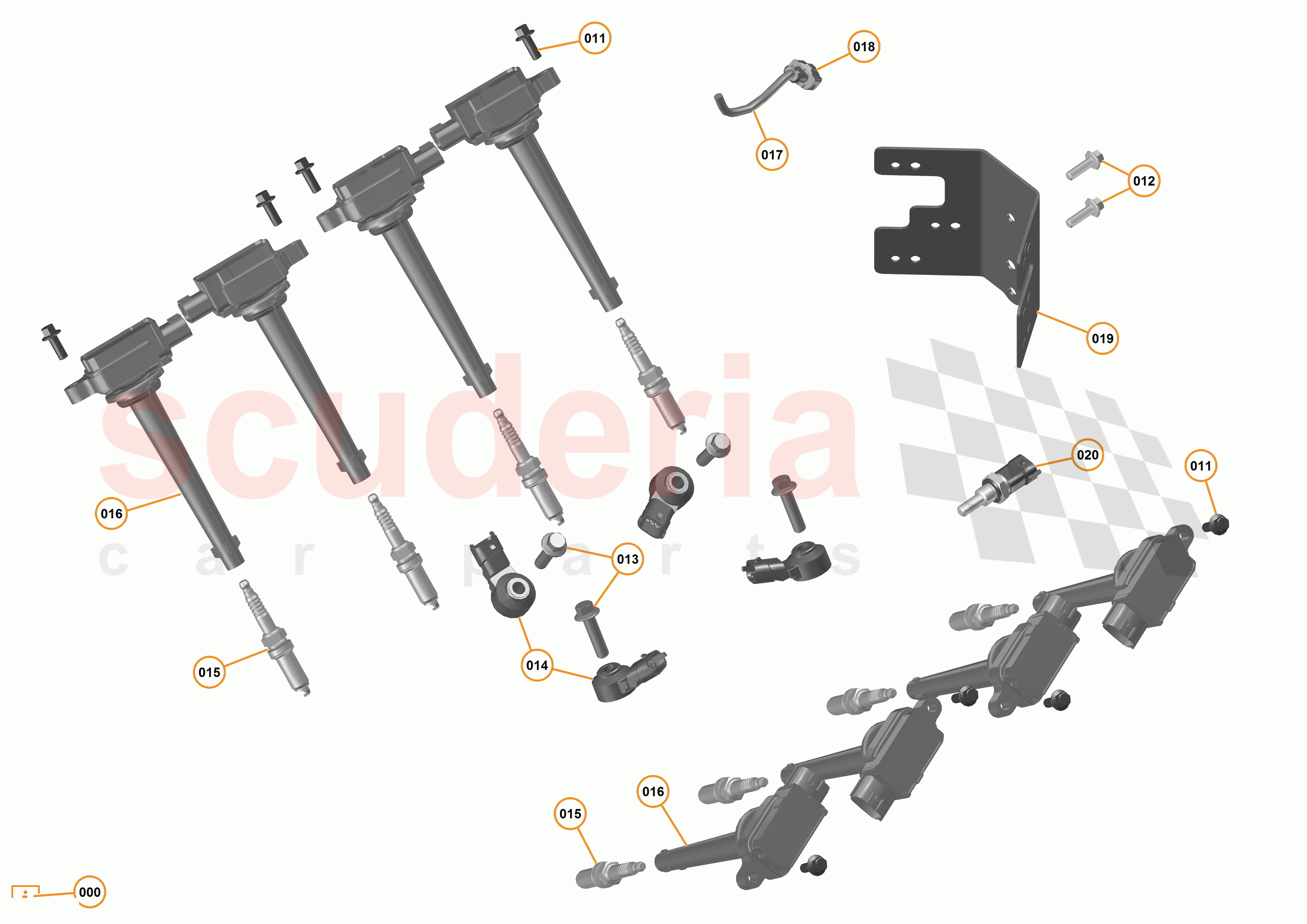 16 - F1 - POWER UNIT - 16.14 - 01 - POWER UNIT - SPARK PLUGS, IGNITION COILS + KNOCK SENSORS of McLaren McLaren 675LT Spider
