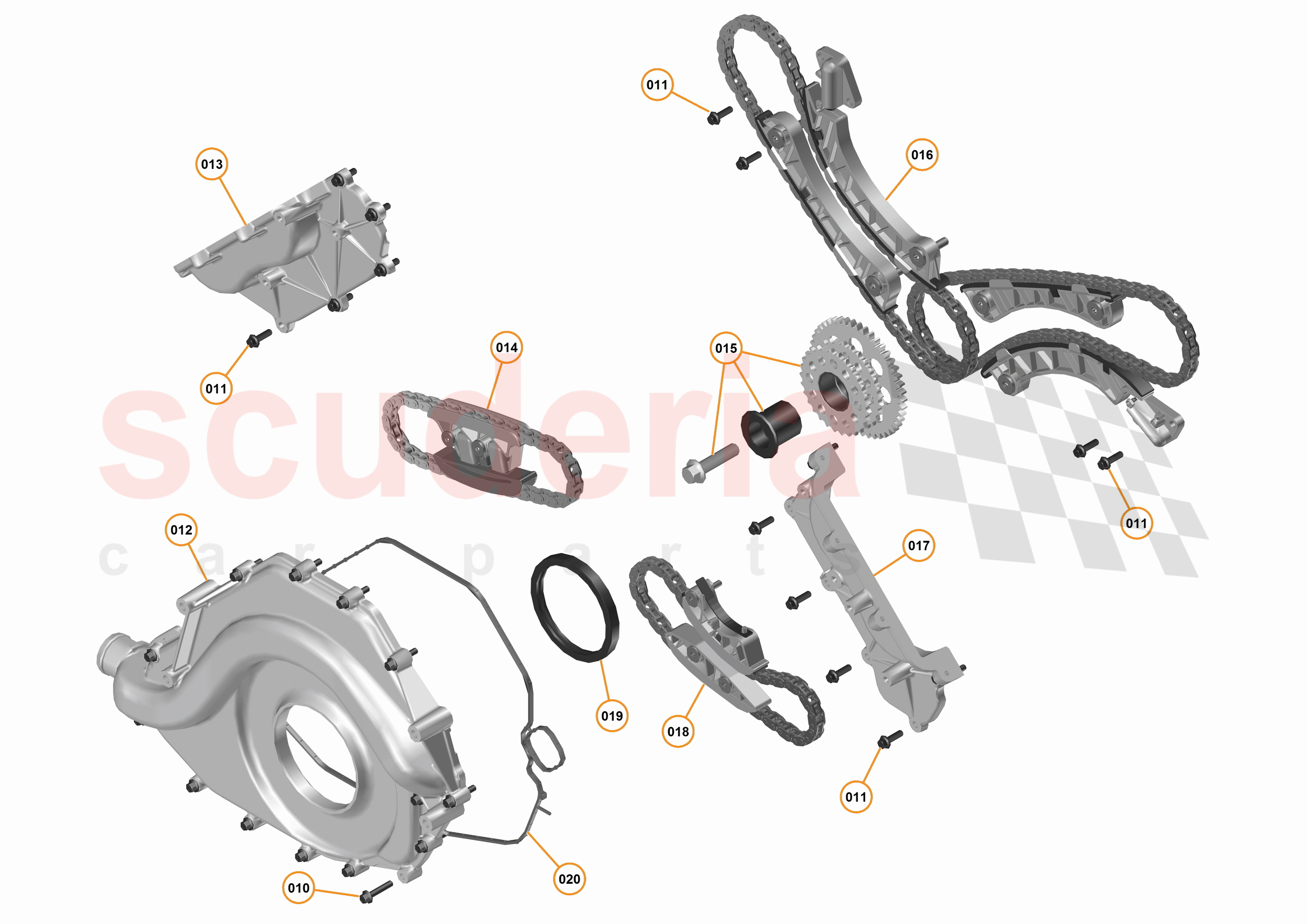 16 - F1 - POWER UNIT - 16.11 - 01 - POWER UNIT - FRONT COVER + TIMING CHAINS of McLaren McLaren 675LT Coupe