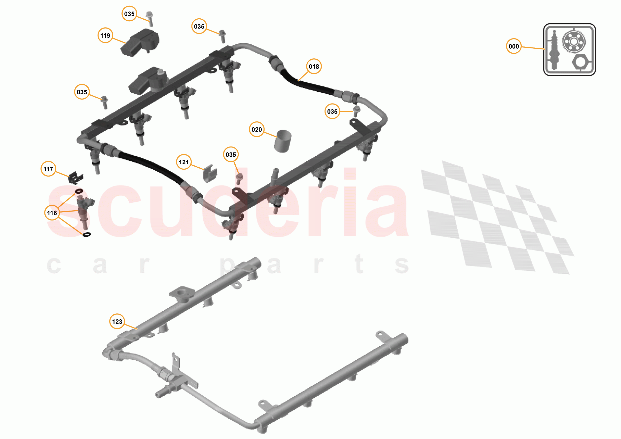 16 - F1 - POWER UNIT - 16.11 - 01 - POWER UNIT - FUEL RAIL + INJECTORS - 12C of McLaren McLaren 12C Coupe