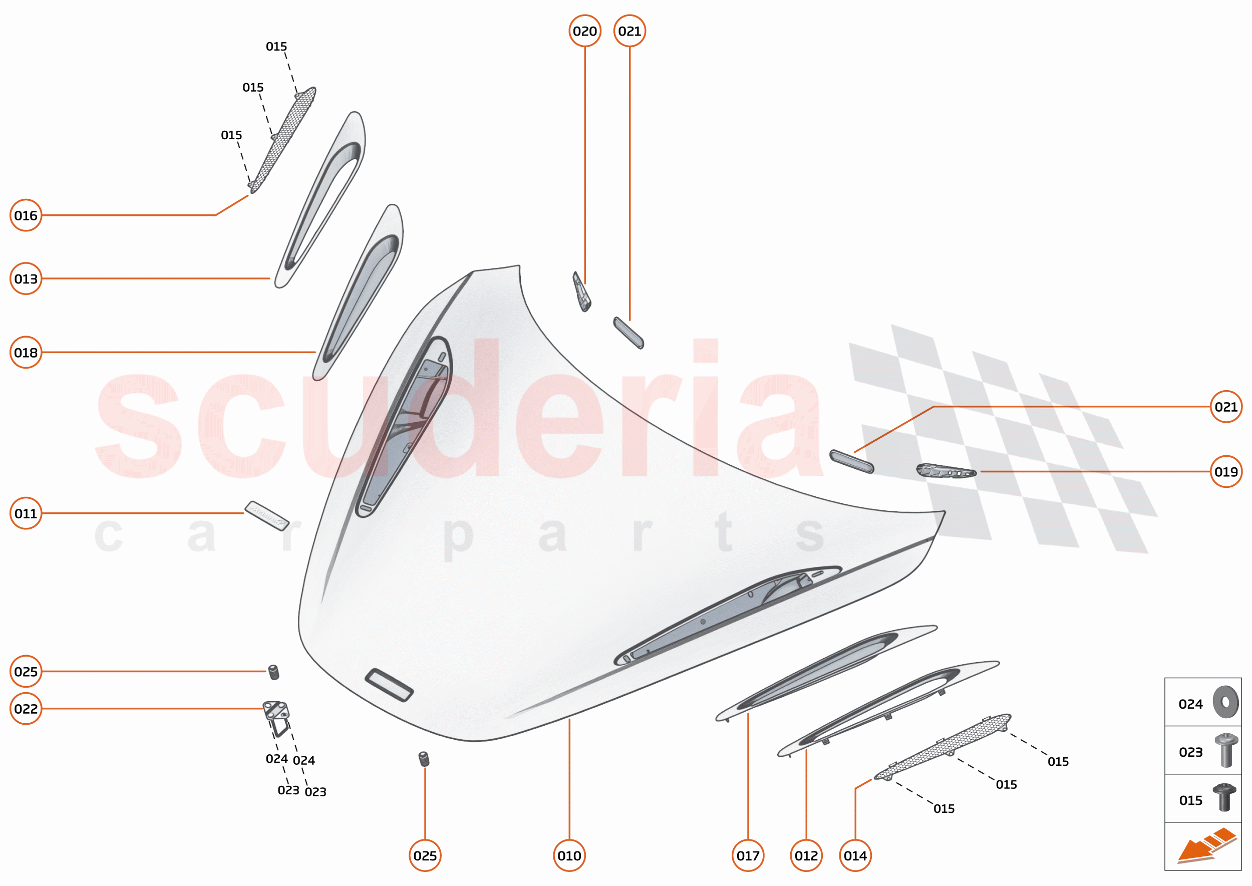 7 - CLOSURES - 7.1 - BONNET STRUCTURE of McLaren McLaren 720S Spider
