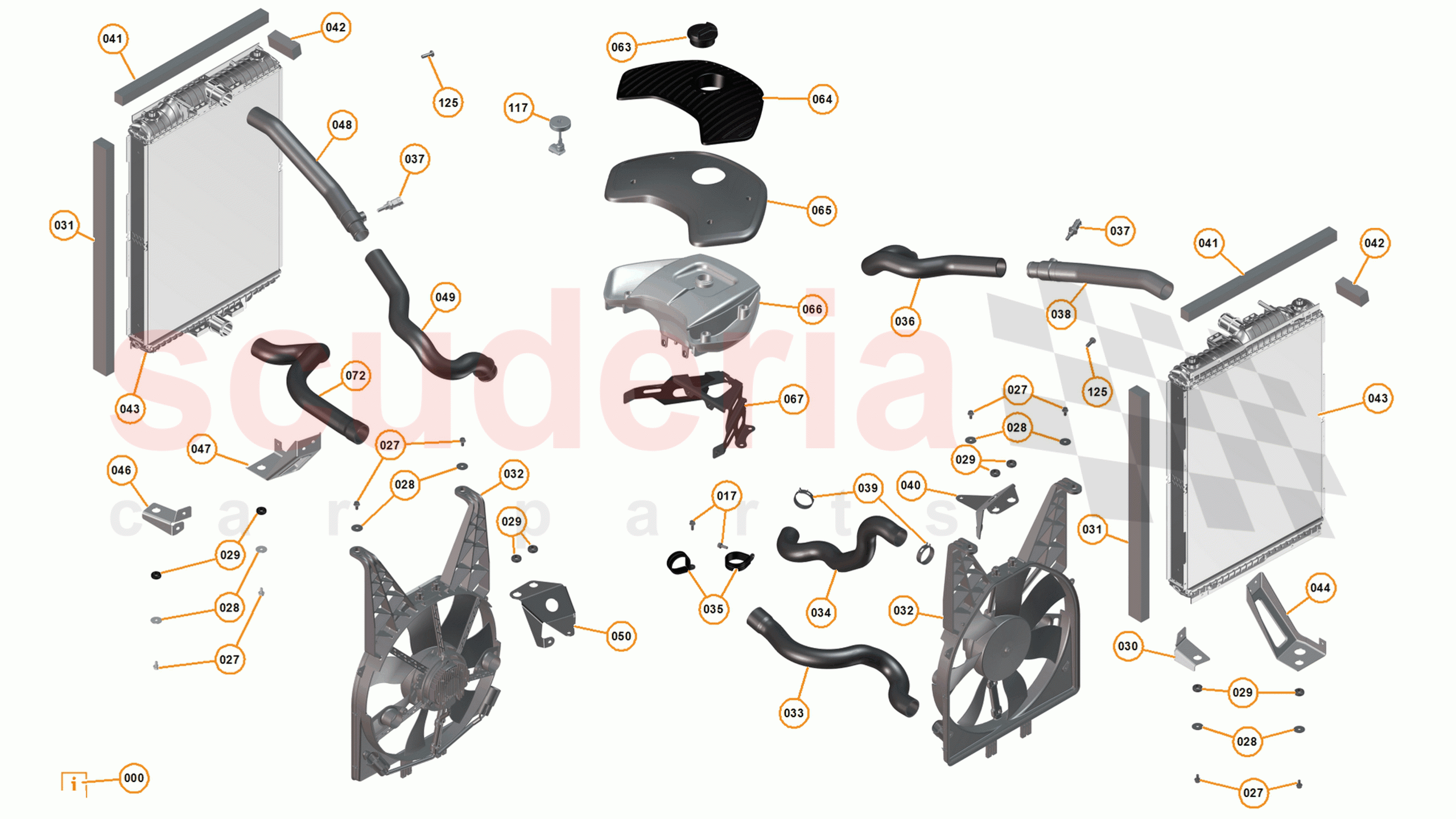14 - L1 - COOLING SYSTEM - 14.2 - 01 - MAIN ENGINE RADIATORS, FANS AND COOLANT RESERVOIR of McLaren McLaren 625C Coupe